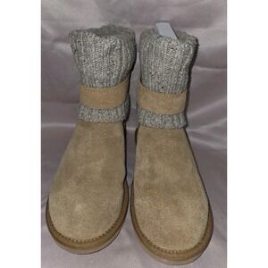 UGG Australia Cambridge Knit Suede Boots Chestnut Brown Women's Sz-6